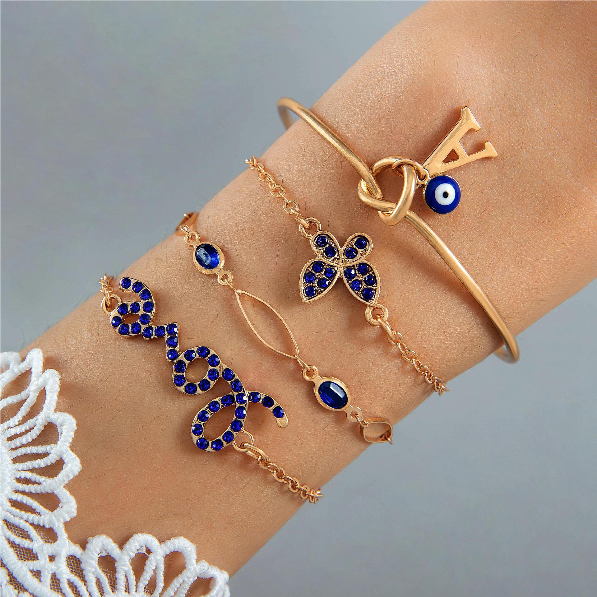 Set of four butterfly bracelets, gold tone - Image 6