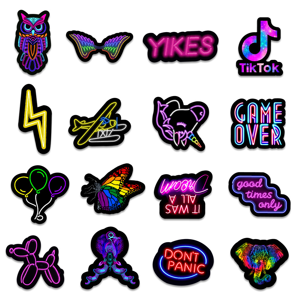 Set of 50 neon stickers for car, laptop and cup - Image 4
