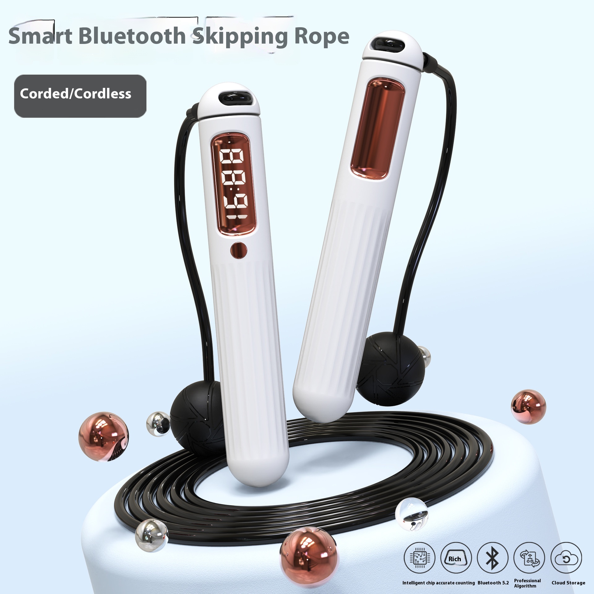 Slim springtouw met bluetooth en teller, zwart - Afbeelding 5