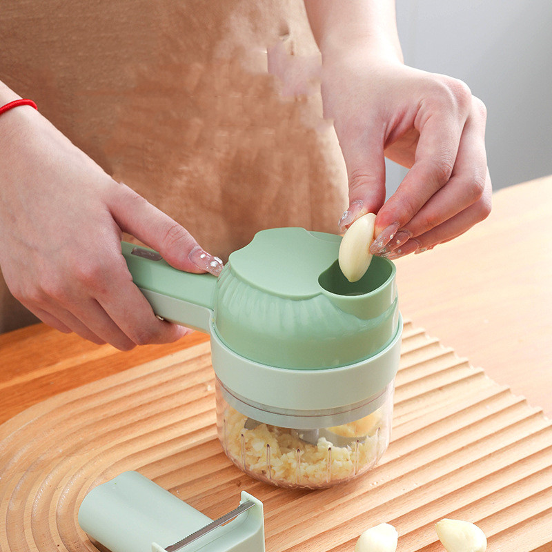 Cortador de verduras inalámbrico con accesorios, verde - Imagen 6