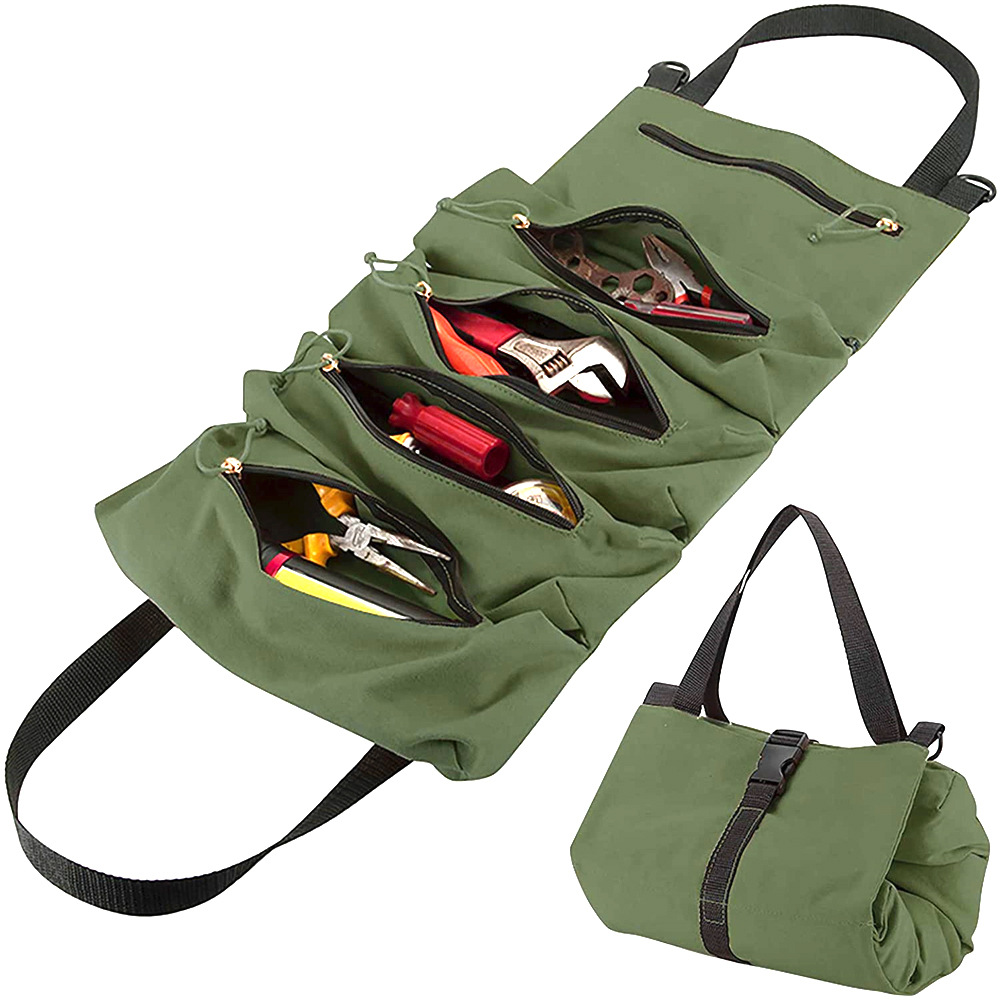 Rollbare Werkzeugtasche aus Oxford-Stoff, armeegrün – Bild 4