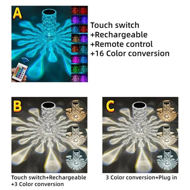Lampe de table effet cristal et gouttes, USB – Image 5