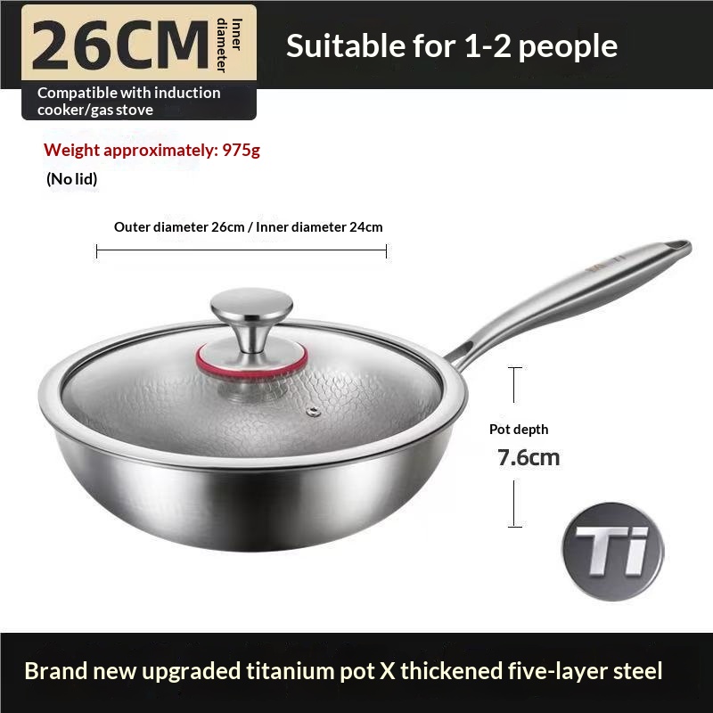 Titanium wok with a flat base - Image 4