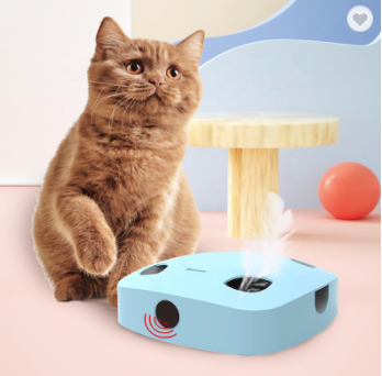 Electric cat toy with a feather, blue - Image 3