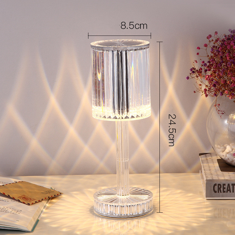 Rechargeable crystal table lamp with touch control