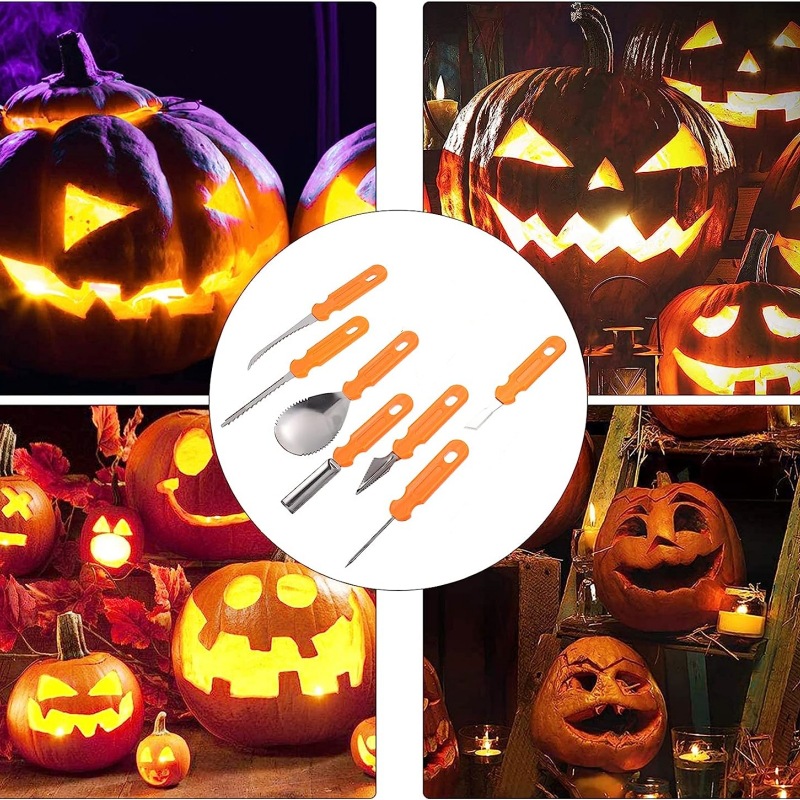 Kit para tallar calabazas de acero inoxidable, 7 piezas - Imagen 4