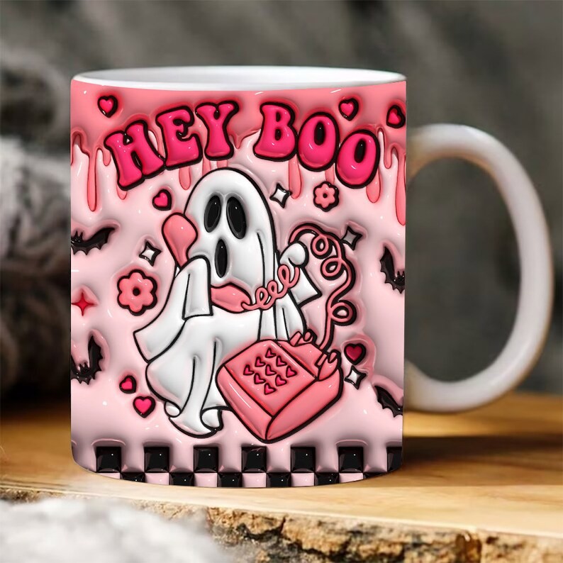 Mug citrouille en céramique rose, 350 ml – Image 3