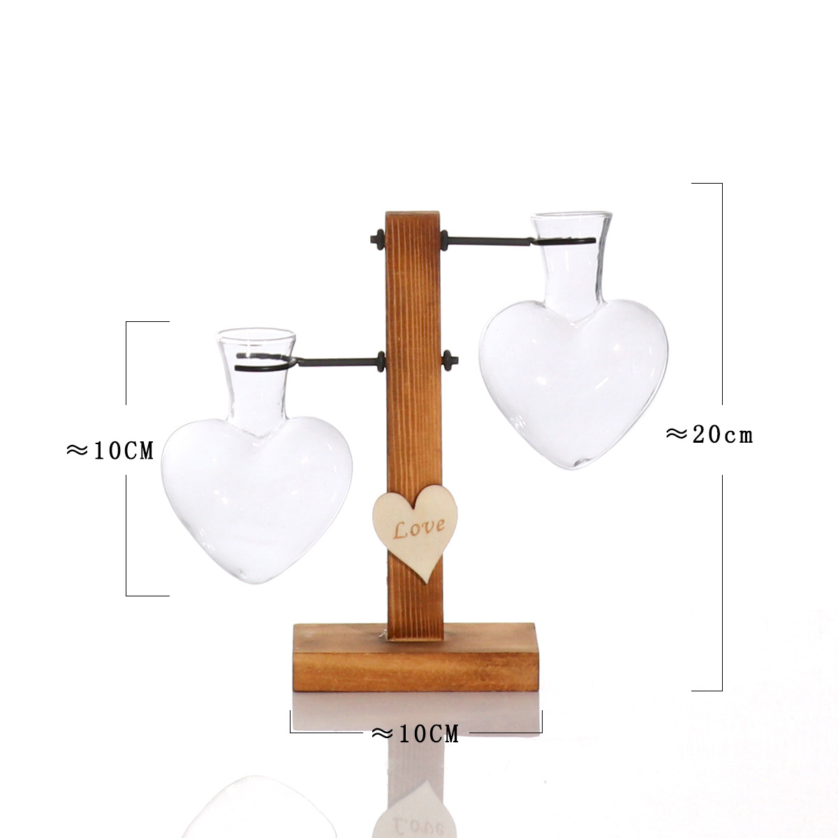 Support en bois avec petit vase en verre pour boutures – Image 8