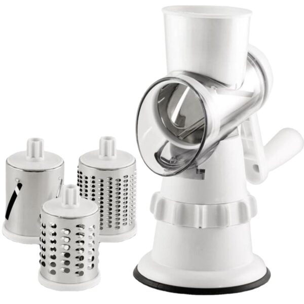 Manual 3-in-1 rotary vegetable slicer, white