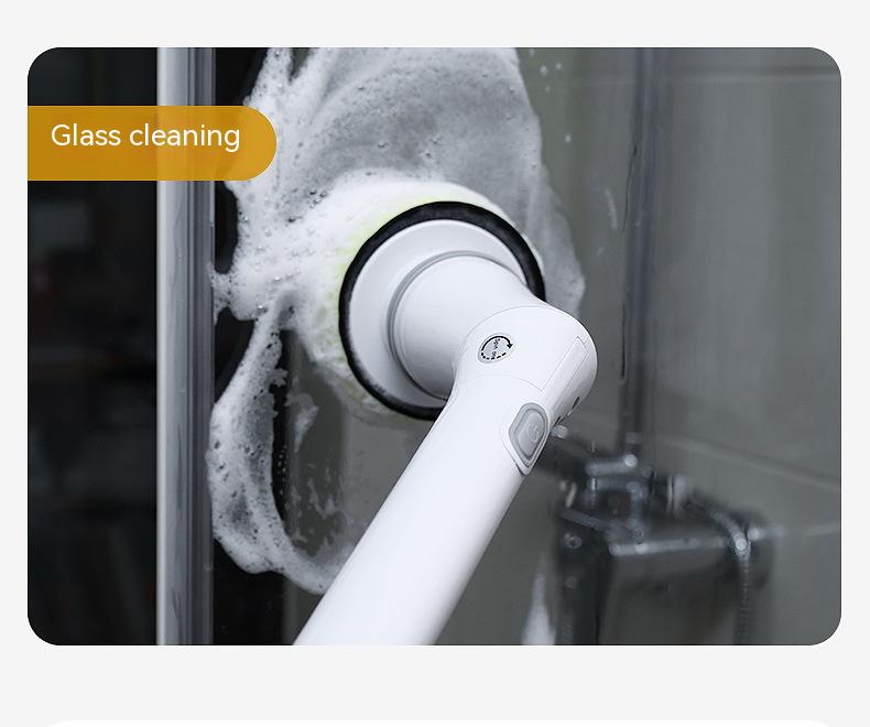 Electric scrubber with long telescopic handle, white - Image 6