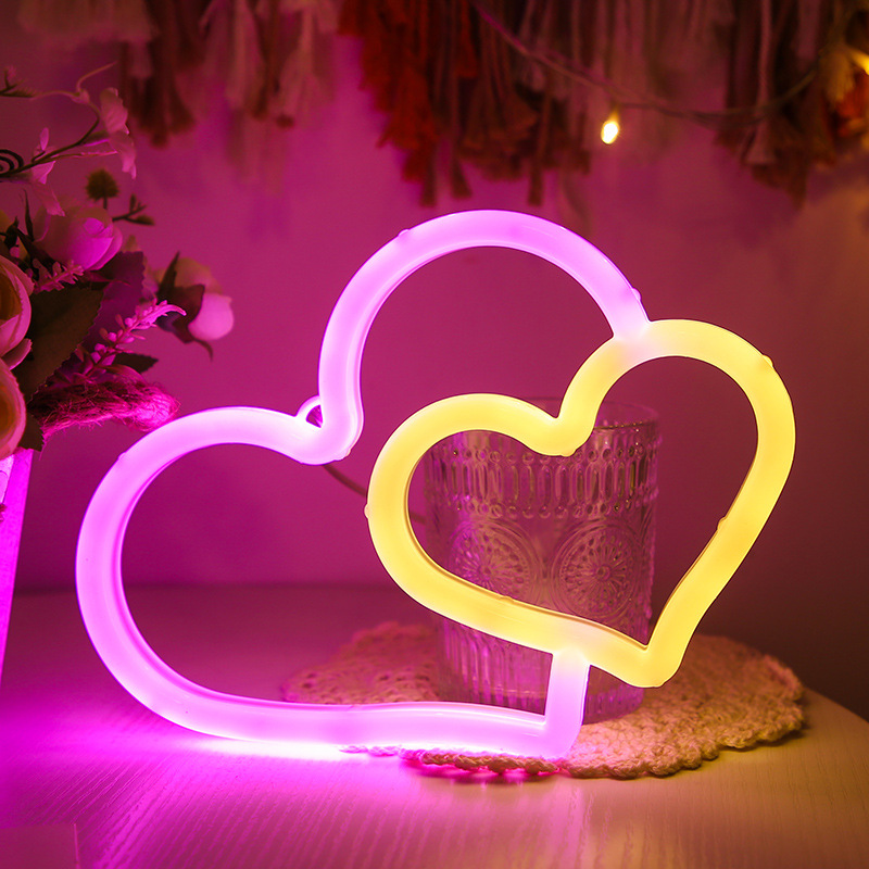LED-Neonlicht mit zwei Herzen, warmweiß – Bild 6