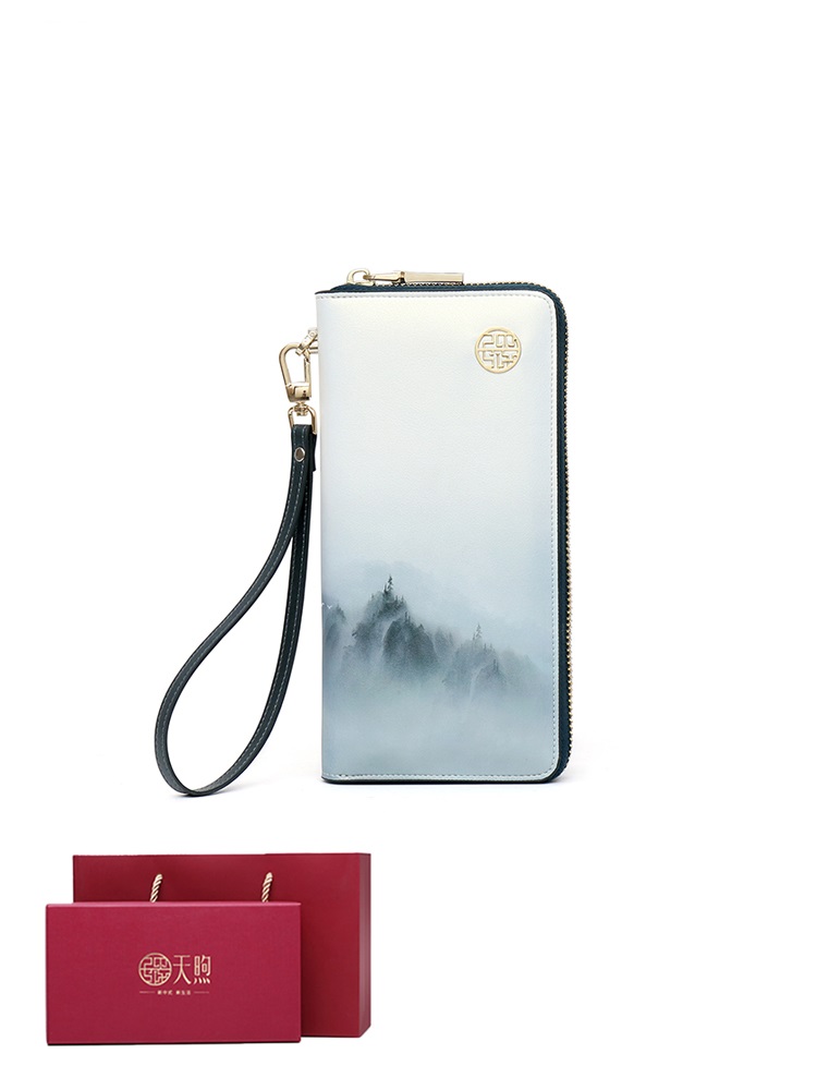 Cartera de mujer con estampado étnico, gris - Imagen 5