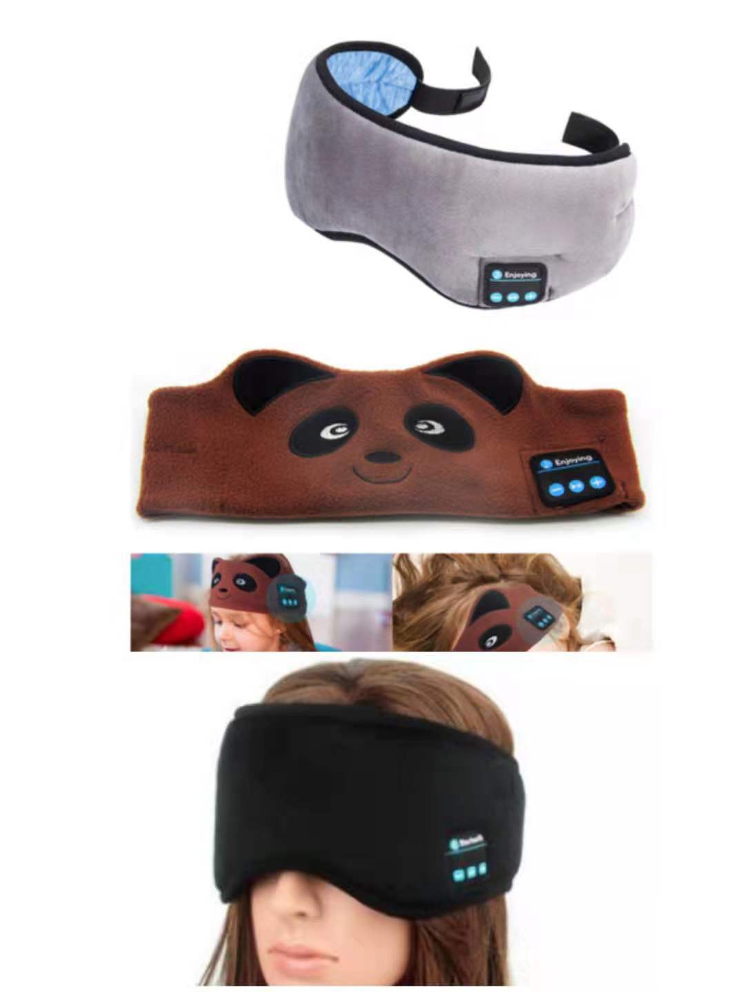 Antifaz para dormir con auriculares Bluetooth, negro - Imagen 7
