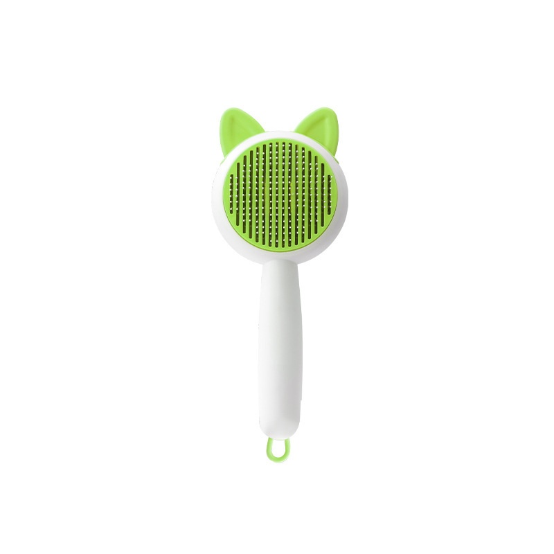 Self-cleaning brush for cat hair, greenish white