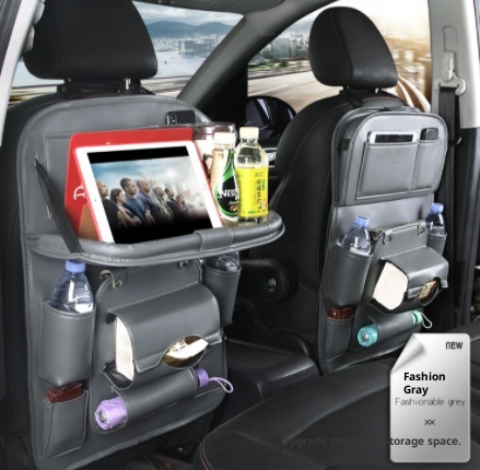 Faux leather car seat organiser, black, set of two - Image 4