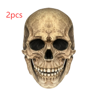 Grijs doodshoofdmasker met beweegbare kaak, latex - Afbeelding 3