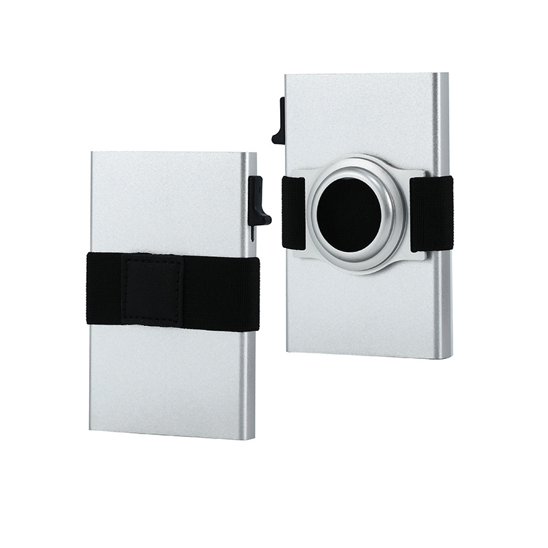 Tarjetero de aluminio con hueco para AirTag, negro - Imagen 4