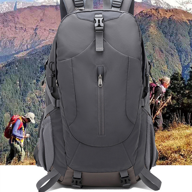 Mochila de viaje amplia de nailon con portátil, gris oscuro - Imagen 4
