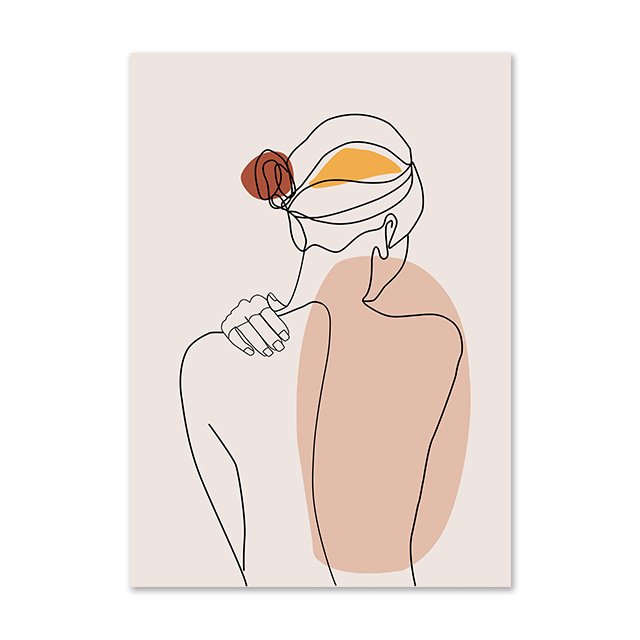 Canvas print of a line-drawn face with leaf - Image 6