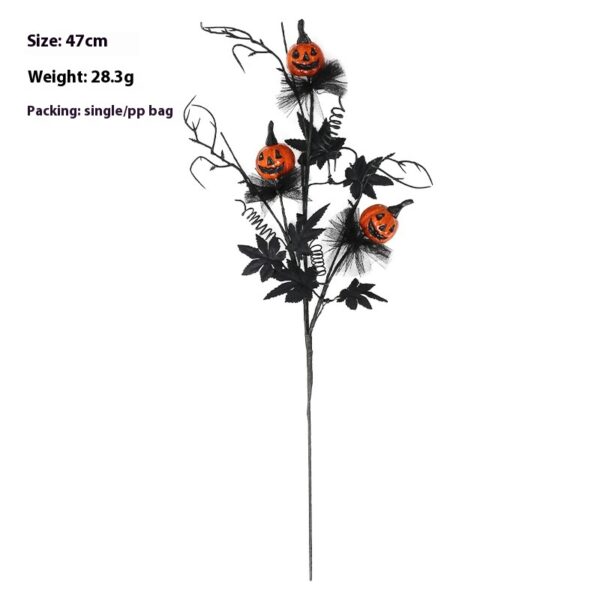 Black Decorative Branch with Mini Pumpkins