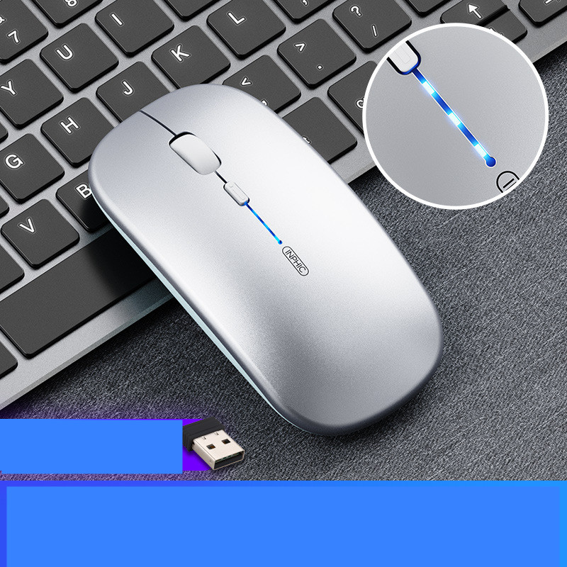 Souris sans fil silencieuse rechargeable, gris métal – Image 7