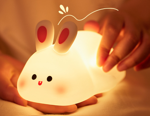 Silicone bunny night light with timer