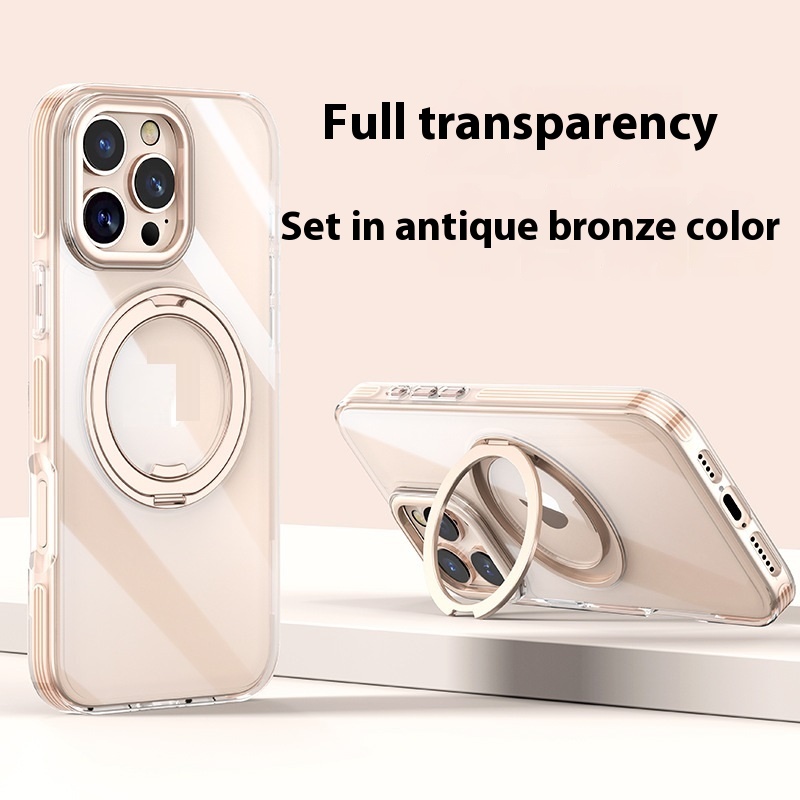 Coque de téléphone avec support magnétique rotatif, dorée