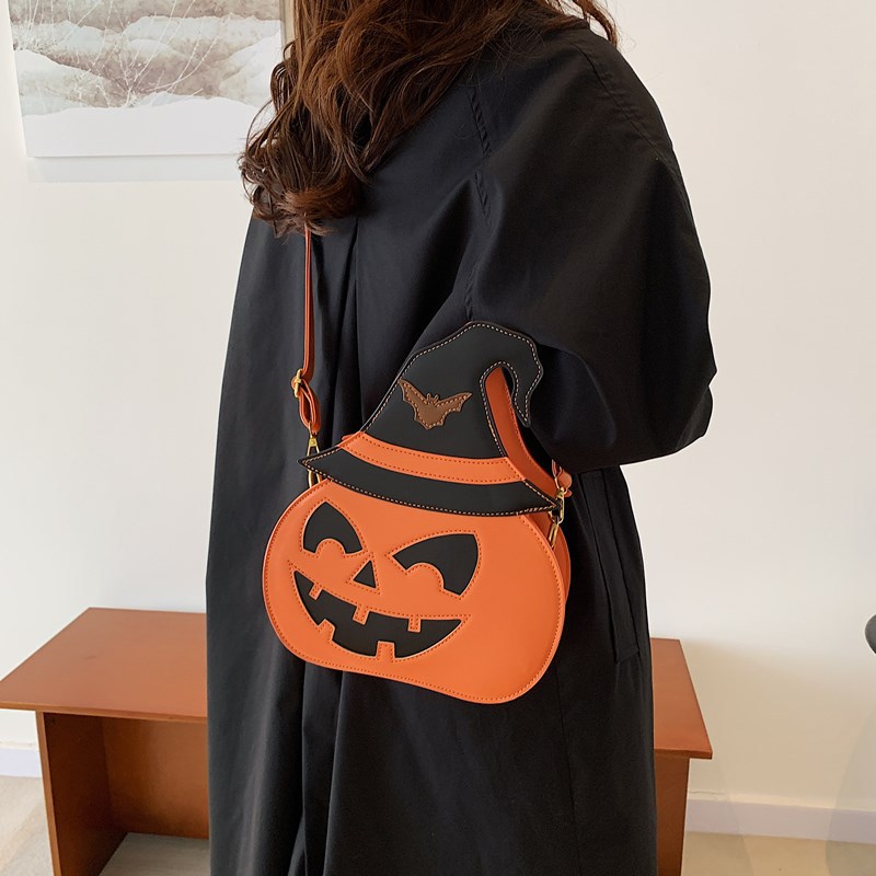 Pumpkin Shaped Shoulder Bag, Orange Red - Image 4