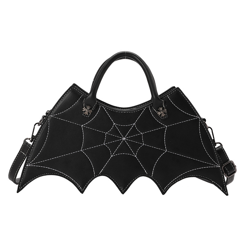 Umhängetasche in Form eines Spinnennetzes, schwarz