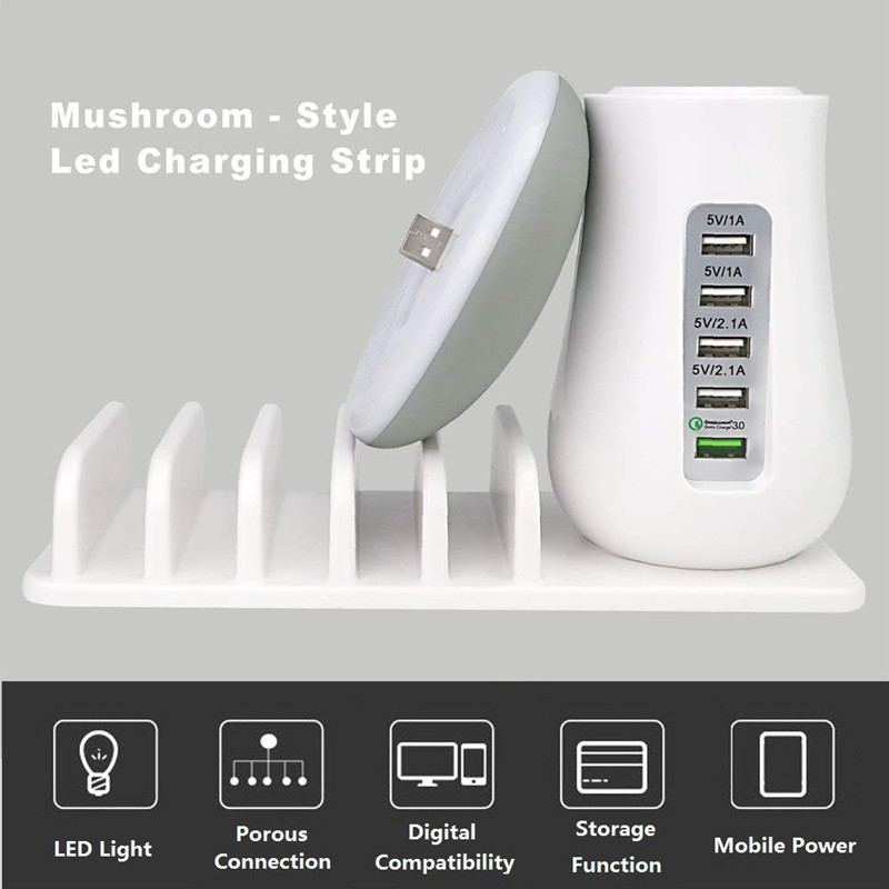 Lamp in paddenstoelvorm met laadpunten, wit - Afbeelding 8