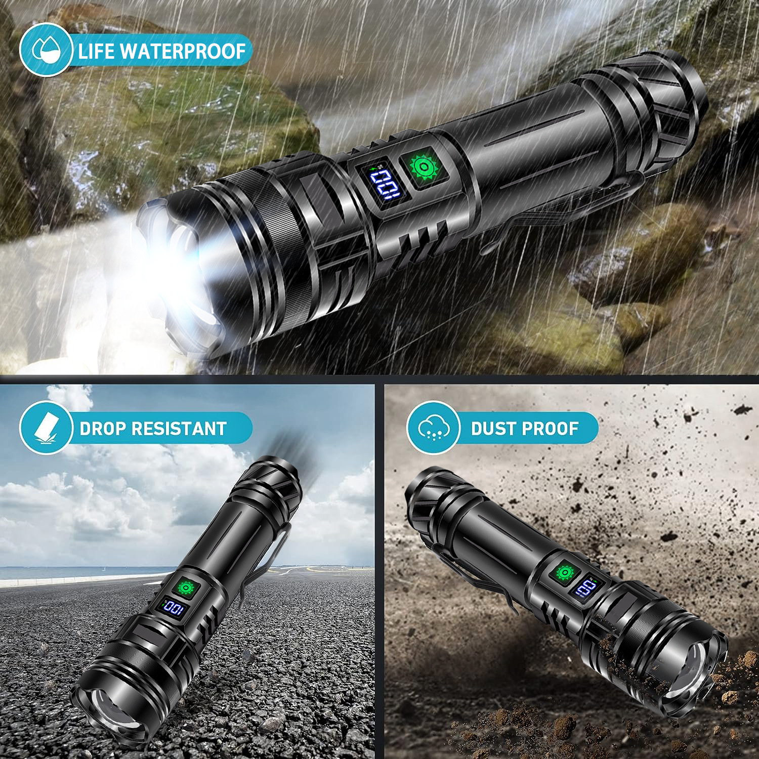 Torch with adjustable beam, aluminium - Image 5