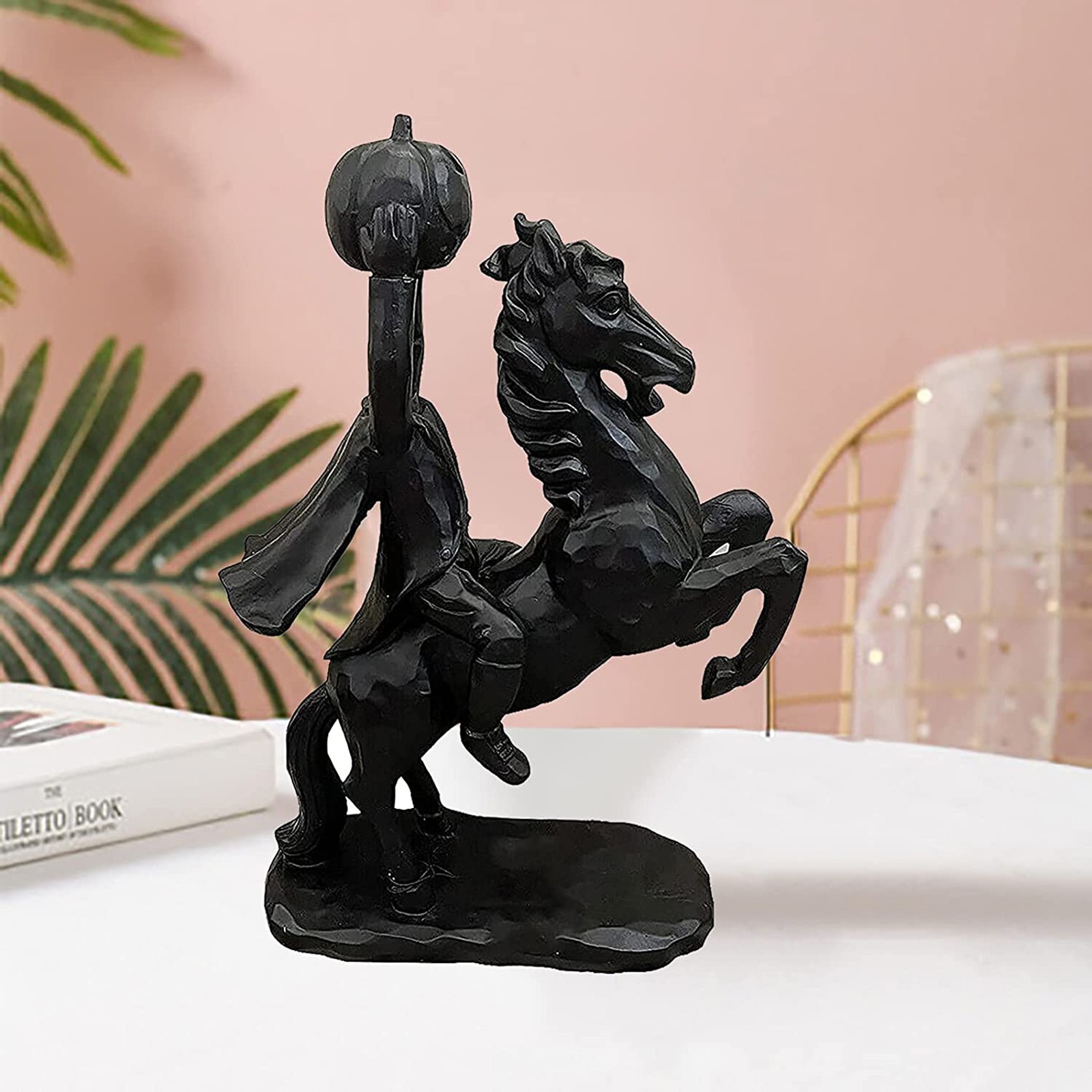 Figura decorativa de resina, negra, 21 x 12 x 9 cm - Imagen 4