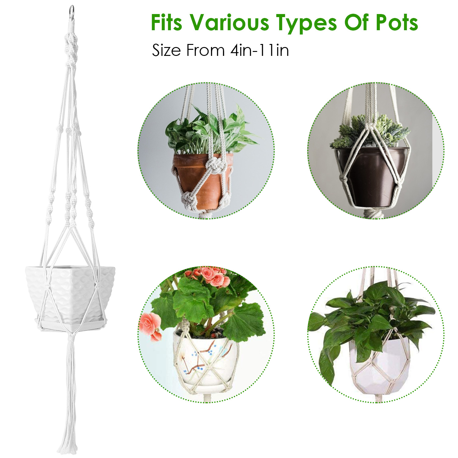 Colgadores de plantas de cuerda de algodón, set de 2 - Imagen 3