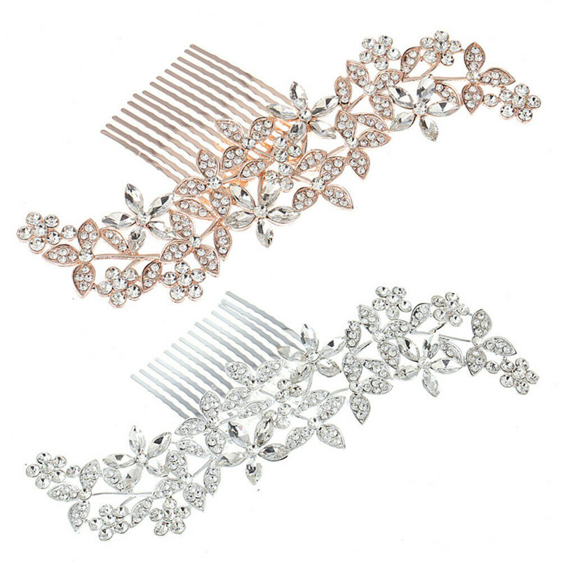 Braut-Haarspange mit Strass, silber – Bild 4