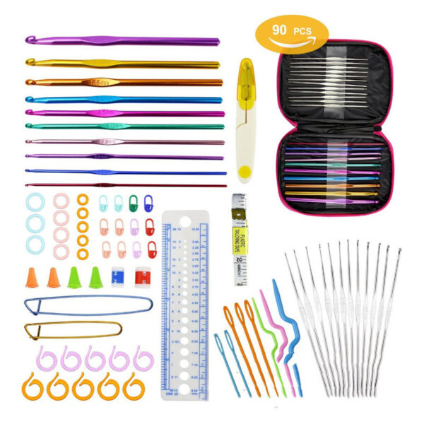 Crochet hook set with case and soft handles