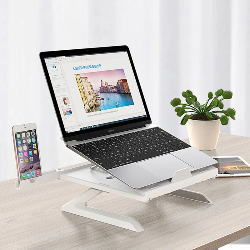 Opvouwbare laptopstandaard met negen hoekstanden, wit - Afbeelding 7