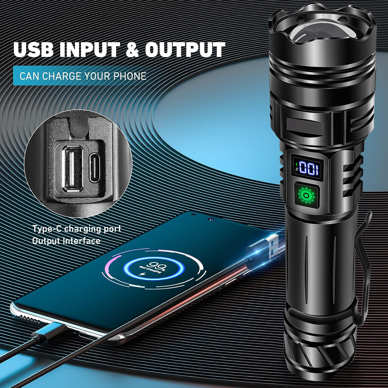 Torch with adjustable beam, aluminium - Image 6