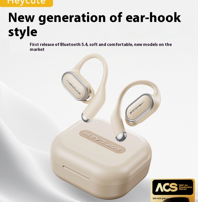 Auriculares com gancho e som aberto, bege - Image 7
