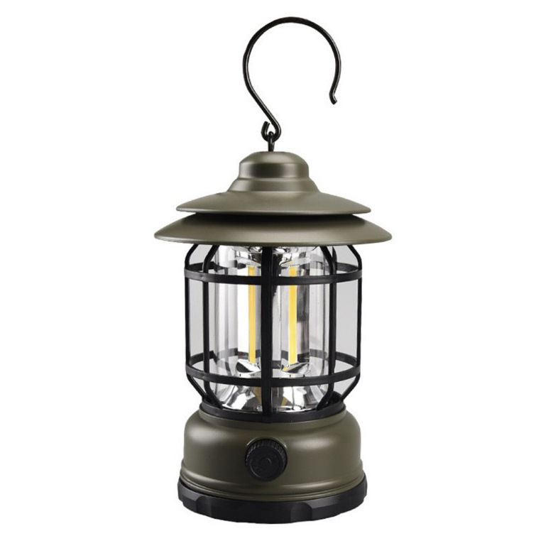 Rechargeable retro camping lamp with dimmer, black - Image 5