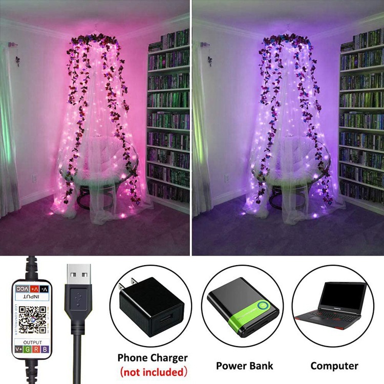 Copper wire string lights with app control, USB - Image 7