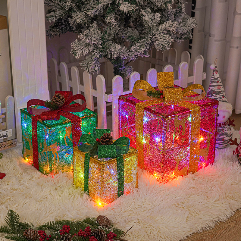 Beleuchtete Weihnachtsgeschenkboxen, 3er-Set