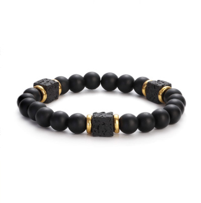 Lava stone bracelet with coloured glass beads