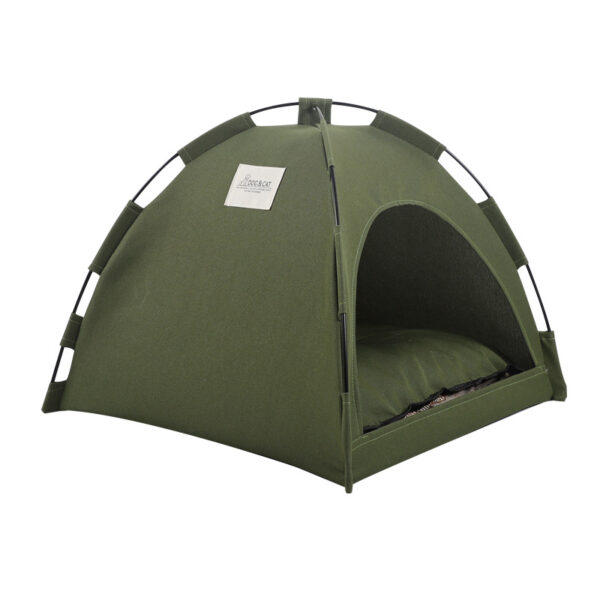Cat and dog tent with cushion, military green