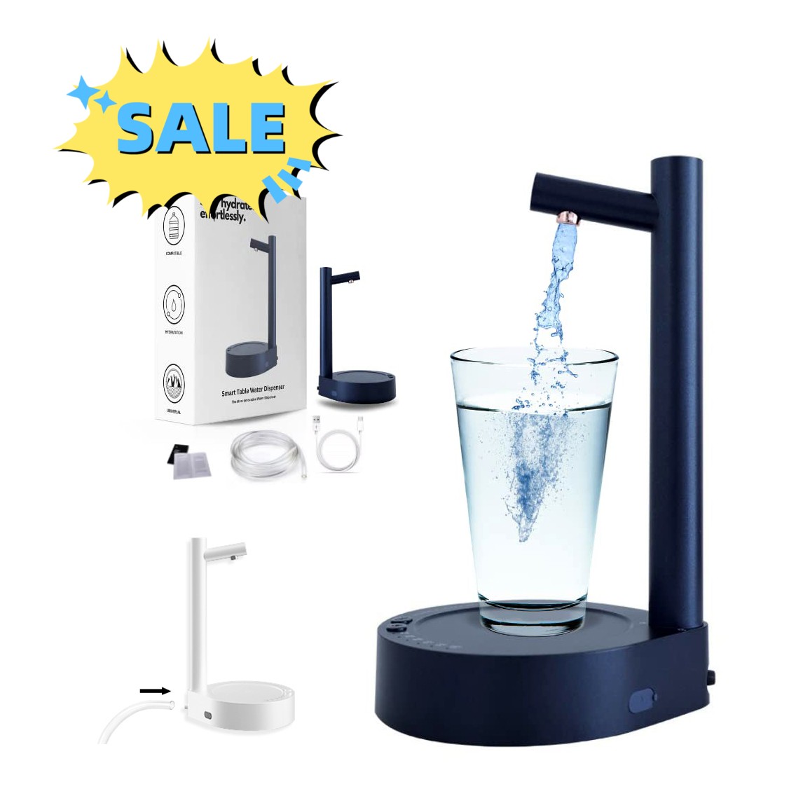 Aufladbare Wasserpumpe für Wasserflaschen, weiß – Bild 8