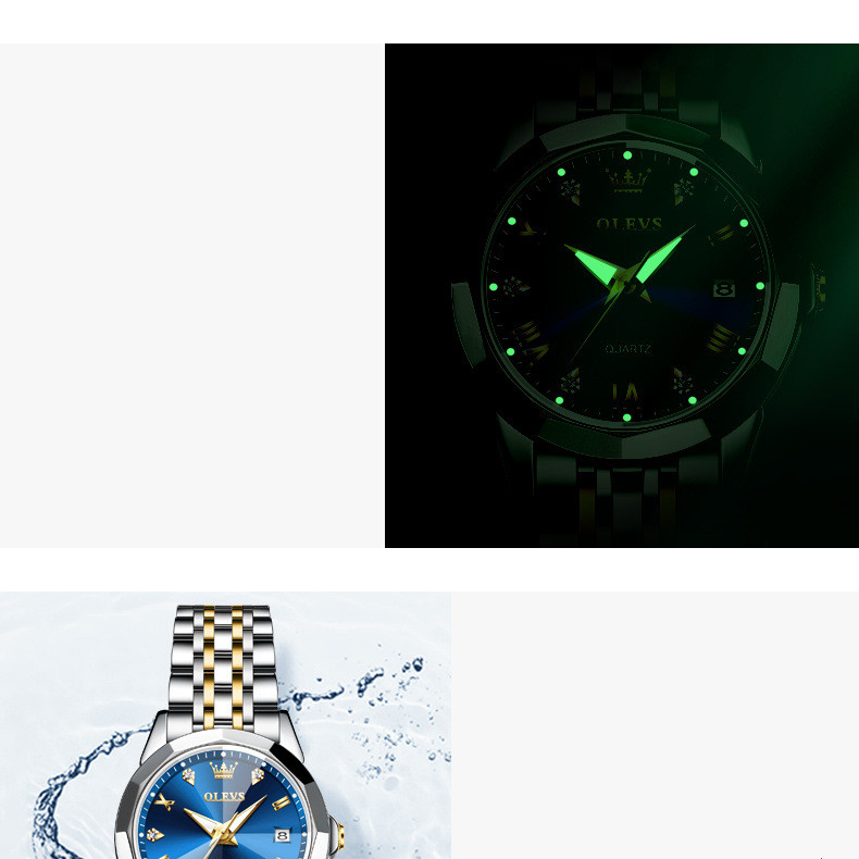 Montre femme avec fenêtre de date, bleu métal – Image 7