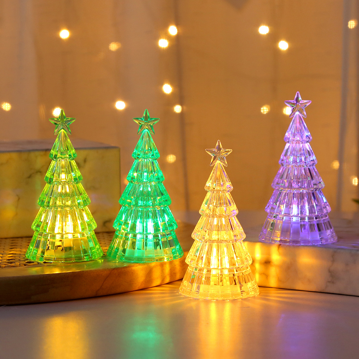 Kerstboompje als nachtlampje, wit met warmgeel licht - Afbeelding 7