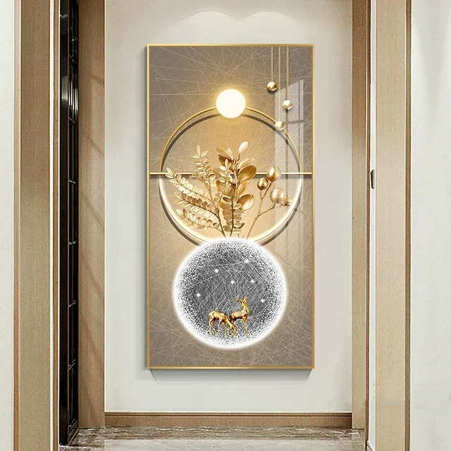 Leinwandbild mit Hirsch und goldenem Blatt – Bild 8