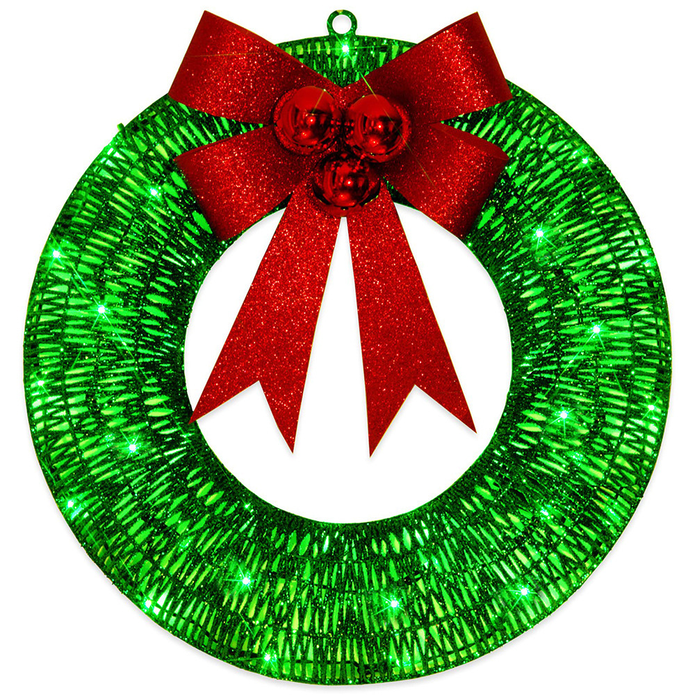 Coroa de Natal com luzes LED e laço, dourada - Image 8