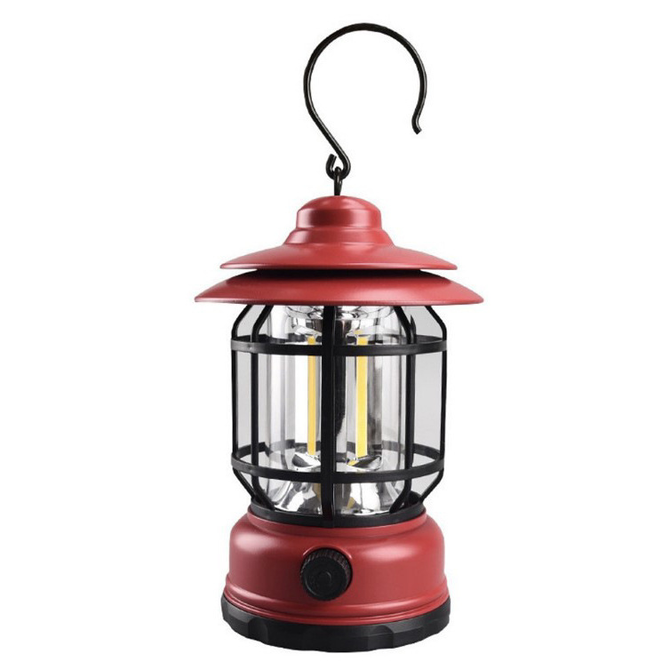 Rechargeable retro camping lamp with dimmer, black - Image 7