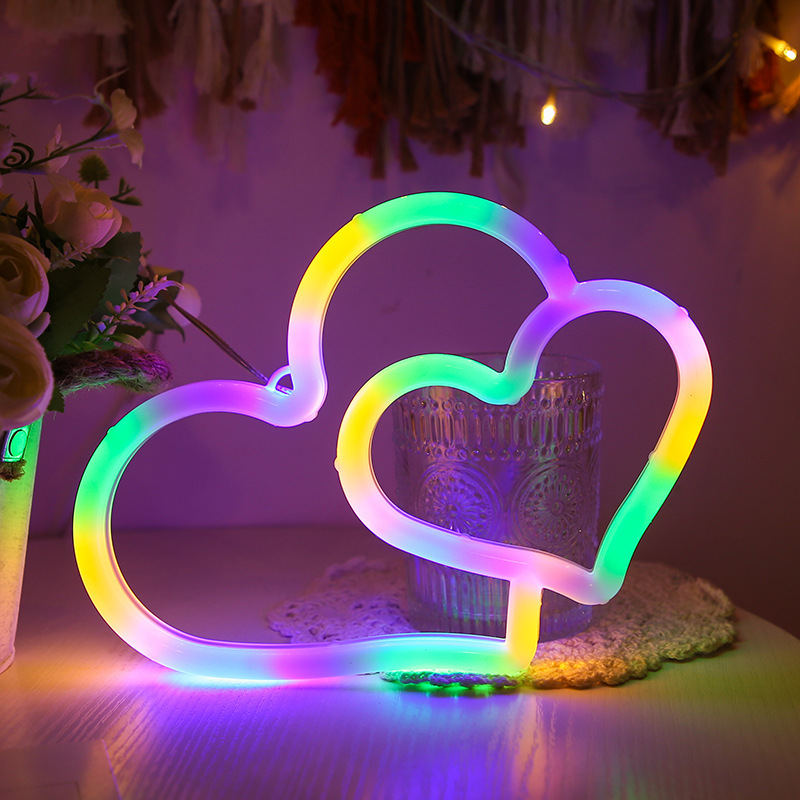 LED-Neonlicht mit zwei Herzen, warmweiß – Bild 7